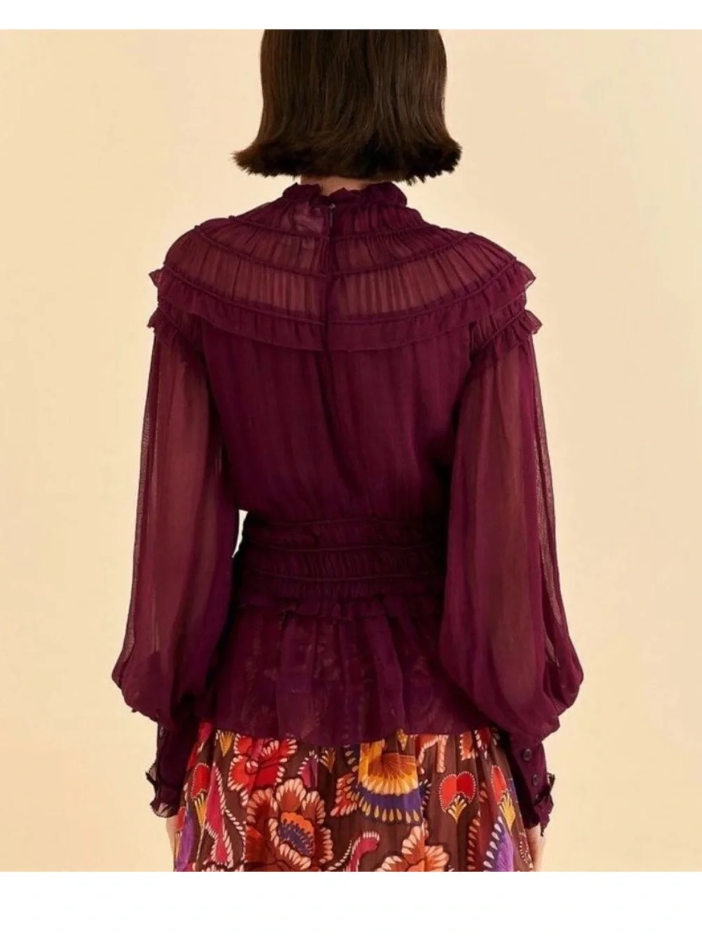 FARM Rio Purple Ruffle Peplum Blouse - Picture 7 of 16